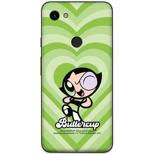 Cartoon Network Powerpuff Girls Buttercup Green Hearts Google Pixel 3a Skin